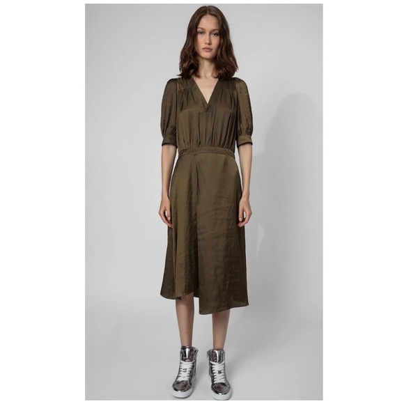Zadig & Voltaire Dresses & Skirts - Zadig & Voltaire | Lightweight Satin Wrap Skirt Ralia Midi Dress Bronze | S